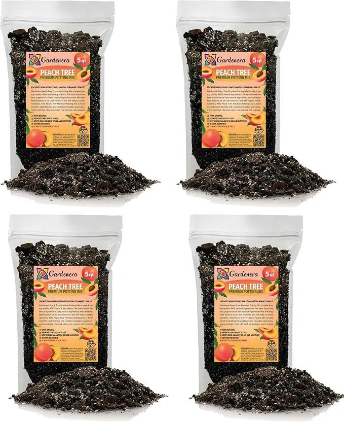 Premium Peach Potting Soil Mix - Optimal Nutrient-Rich Blend for Thriving and Juicy Peaches - 20 Quart by GreenHaven Gardens
