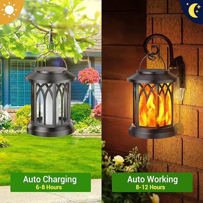 KOOPER 4 Pack Solar Lantern Outdoor Lights, Upgraded Flickering Flame Solar Lanterns Lights Outdoor Waterproof, Hanging Outdoor Solar Lanterns Lights, Solar Powered Lanterns for Yard Garden Decor by GreenHaven Gardens