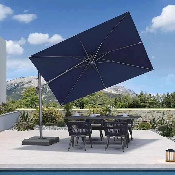 PURPLE LEAF 10' X 6.5' Left-right Tilting Outdoor Patio Umbrella Swivel Offset Cantilever Heavy Duty Rectangle Aluminum Umbrella with UV Resistant for Deck Pool Patio Backyard, Ocean Slate by GreenHaven Gardens