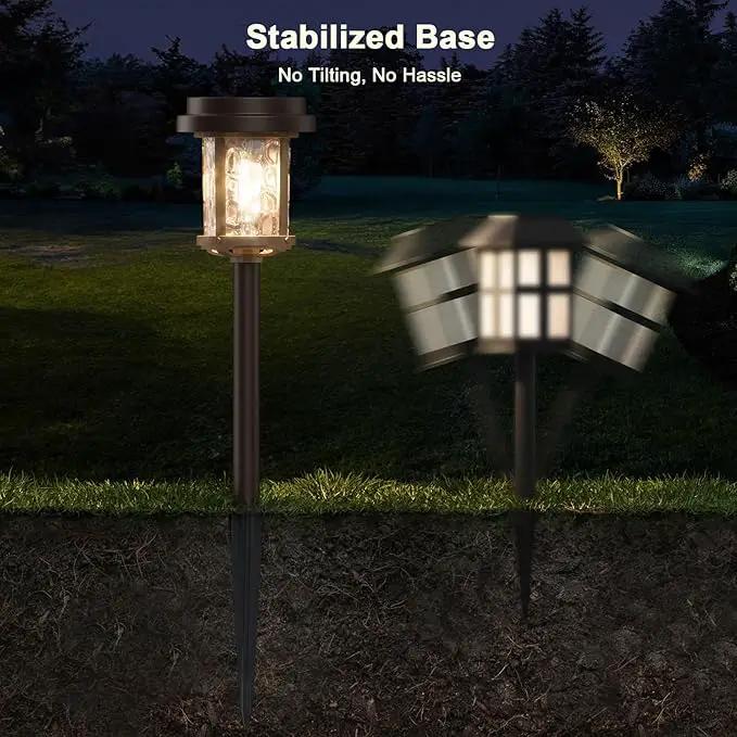 XMCOSY+ Solar Pathway Lights, Dual-Tone Solar Lights Outdoor Waterproof IP65, 20 LM LED Bright Glass Outside Light for Garden Path Yard Walkway Driveway (‎Black & Brown) by GreenHaven Gardens