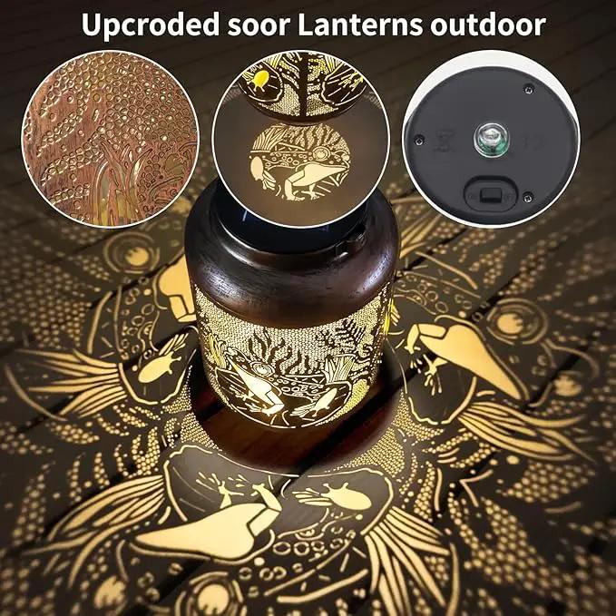 Frog Outdoor Solar Waterproof Light Retro Wrought Iron Hollow LED Light, Waterproof Garden Decorative Light, with Projection Function, Suitable for Balconies, Lawns, and Courtyard Landscapes. by GreenHaven Gardens
