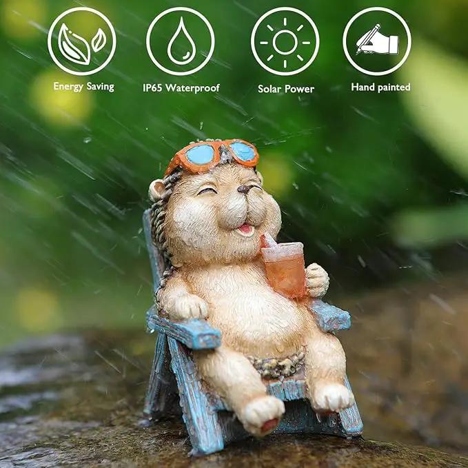 Miniature Hedgehog Figurine Garden Decor, Solar Resin Hedgehog Statue for Outside Garden Lawn Yard Patio& Home Office Decorations,Ideal Hedgehog Ornaments Garden Birthday Gifts for Mom Women Grandma by GreenHaven Gardens