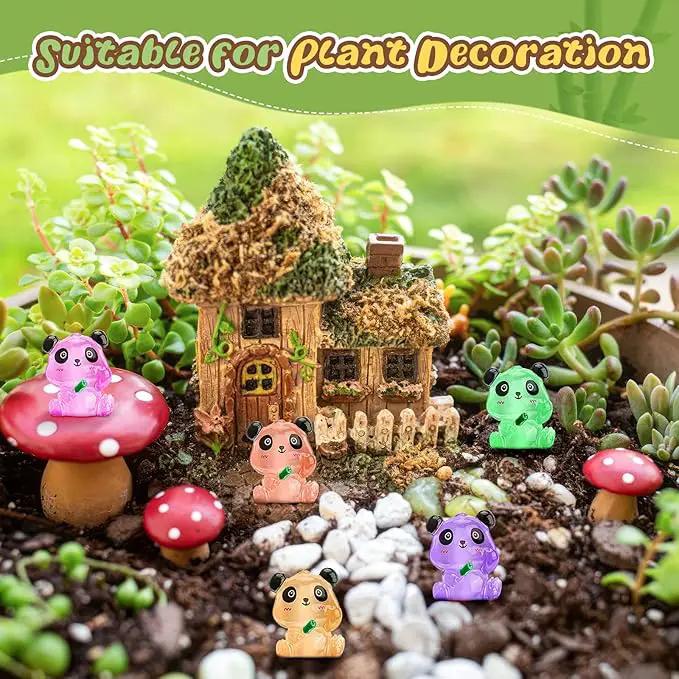 35 Pcs Mini Panda Figurines Luminous Miniature Cute Resin Animals Glow in The Dark Tiny Panda Landscape Decoration Resin Figures DIY Accessories Ornament Craft Party Cake Topper by GreenHaven Gardens