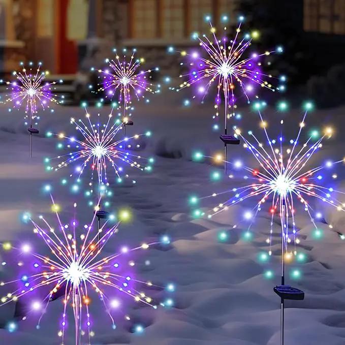 Solar Garden Firework Lights Outdoor Waterproof 6 Pack, 120 LED Sparklers, Colorful, for Patio, Backyard, Sidewalk, Christmas, Parties by GreenHaven Gardens