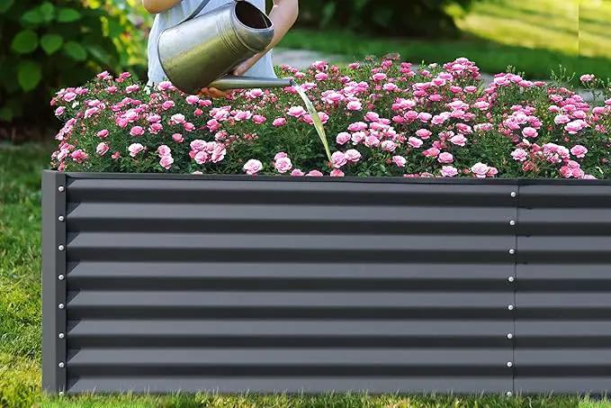 Domi Galvanized Raised Garden Bed, Outdoor Planter Garden Boxes Large Metal Planter Box for Gardening Vegetables Fruits Flowers, Dark Grey (6x3x2ft) by GreenHaven Gardens
