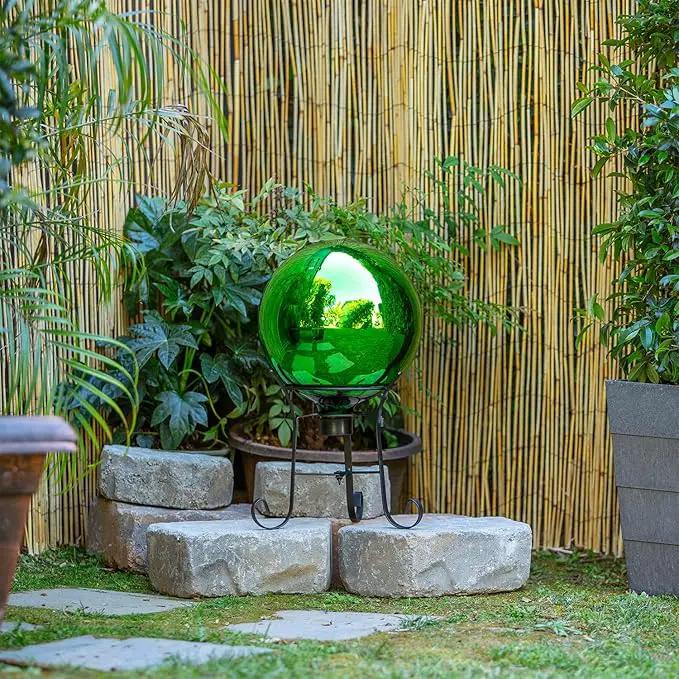 Alpine Corporation 10" Diamater Indoor/Outdoor Glass Gazing Globe Festive Yard Décor, Green by GreenHaven Gardens