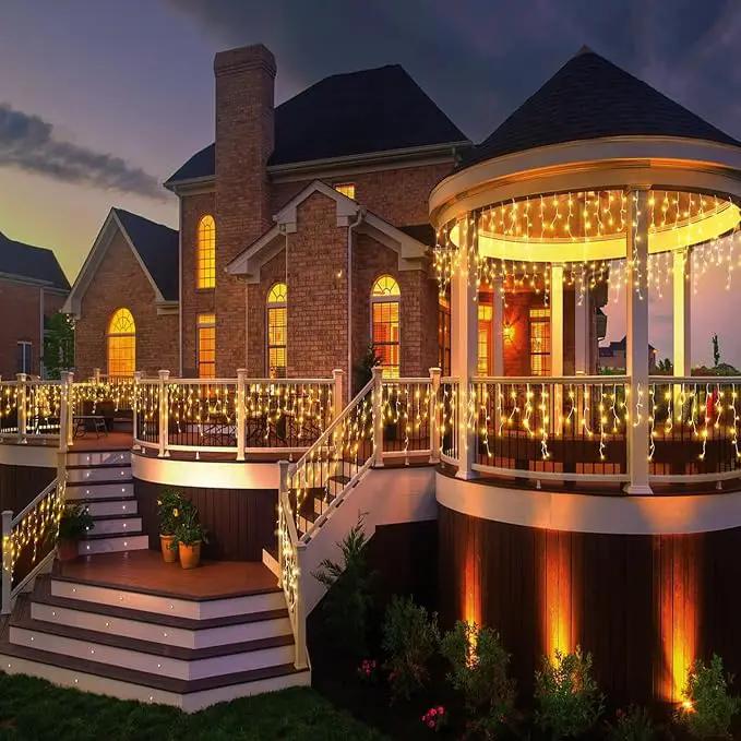 Christmas Icicle Lights Outdoor, 640 LED 66FT Icicle Lights for Outside with 8 Modes Timers, Waterproof Plug in Connectable Christmas Light for House Yard Patio Eave Wedding Decorations, Warm White by GreenHaven Gardens