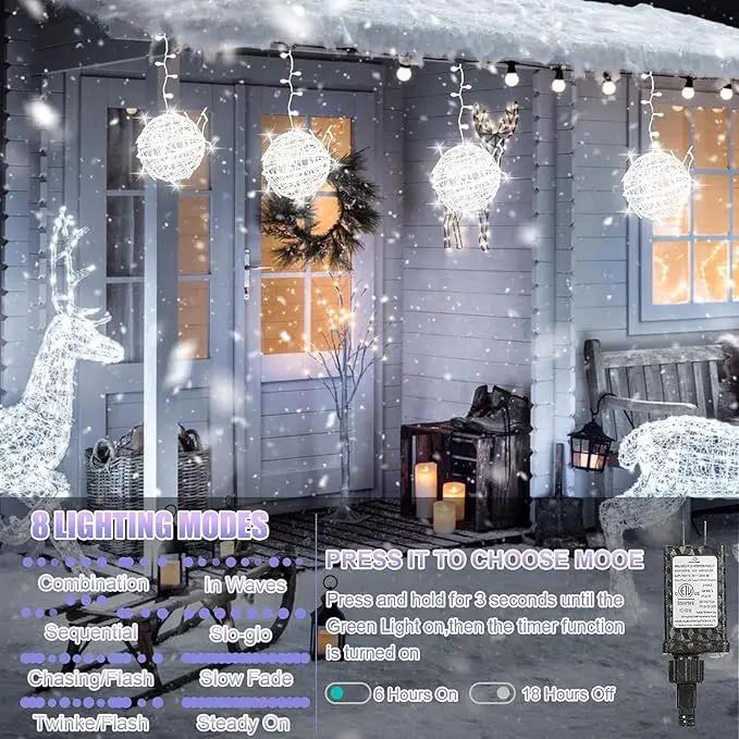 Christmas String Lights Outdoors,4 Pack 7.95" Sphere Lights,Ball Tree Garden Globe Lights for Home, Party, Christmas, Porch Patio,Wedding, Garden,Tree Decoration with Plug by GreenHaven Gardens