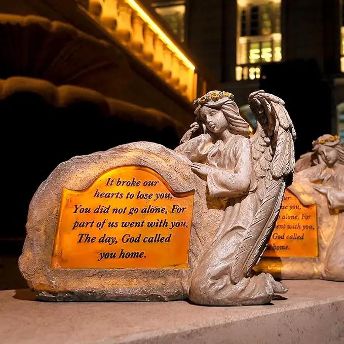 DKJOCKY Solar Angels for Cemetery, Angels Memorial Stone Gifts with Solar LED Light Garden Statues Grave Decorations for Cemetery, Sympathy Gifts for Loss of Loved One by GreenHaven Gardens