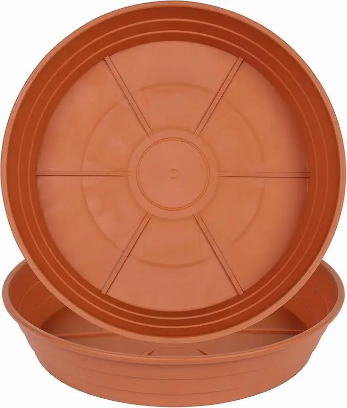 Plant Saucer 14 Inch 2 Pack 6 8 10 12 14 16 18 20 25, Plastic Plant Trays for Pots，Extra-Deep Plant Water Dray Tray, Bird Bath Bowl, Heavy Flower Plant Saucers Indoors and Outdoor No Holes by GreenHaven Gardens