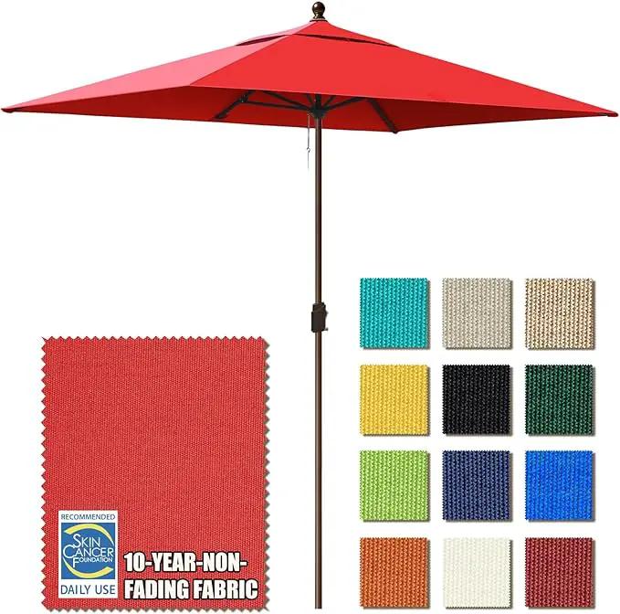 EliteShade USA 10-Year-Non-Fading 6.5x10Ft Rectangular Market Umbrella Patio Umbrella Outdoor Table Umbrella with Ventilation, Logo Red by GreenHaven Gardens