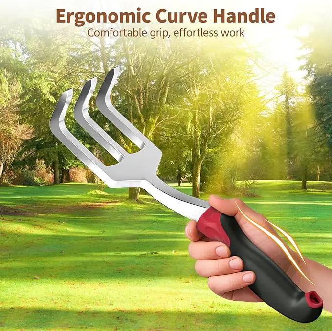 LASZOLA 3 Piece Garden Tool Set Include Hand Trowel Rake and Transplant Shovel for Women, Indoor Heavy Duty Small Spade Kit with Ergonomic Handle to Weed and Loosen, for Mom and Plant Beginner, Red by GreenHaven Gardens