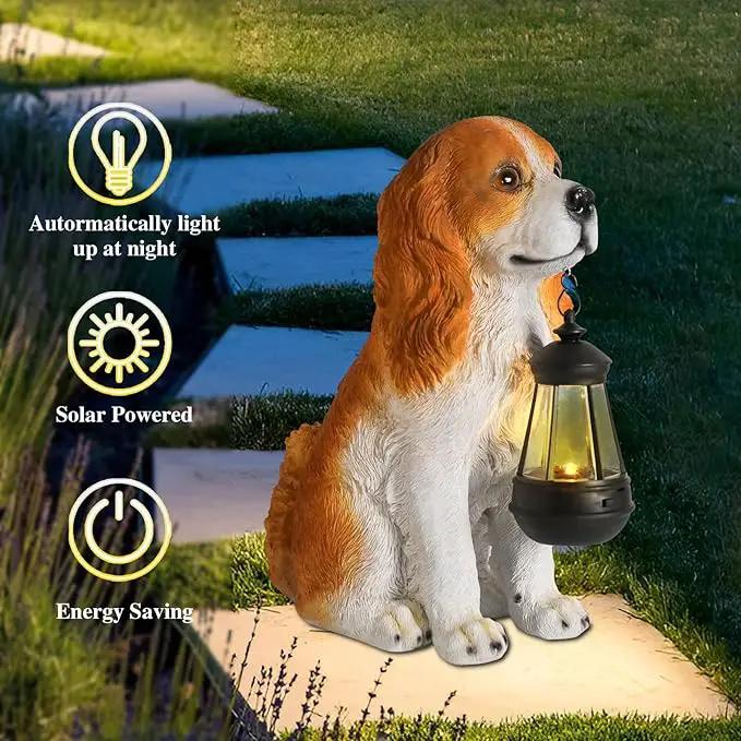 Afirst Dog Garden Statue - Outdoor Decor with Solar Lantern Lovely American Cocker Spaniel Figurine Patio Lawn Yard Art Ornaments Housewarming Gift by GreenHaven Gardens