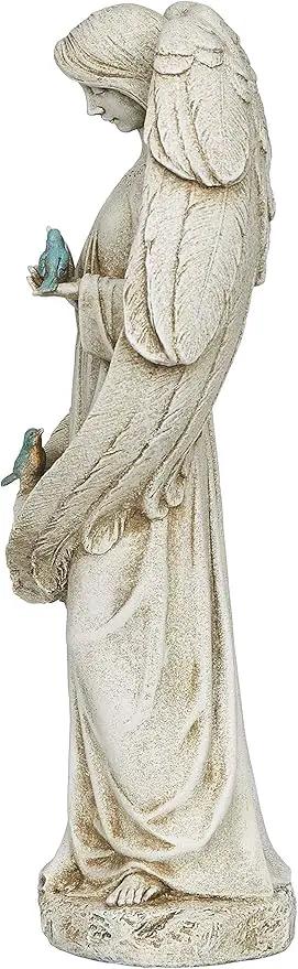 Joseph's Studio by Roman - Angel with Two Birds Statue, 20" H, Garden Collection, Resin and Stone, Decorative, Religious Gift, Home Outdoor and Indoor Decor, Durable, Long Lasting by GreenHaven Gardens