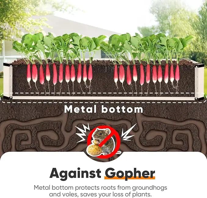 KING BIRD Raised Garden Bed Kit with Bottom 2025 Upgraded Galvanized Planter Garden Box Outdoor & Indoor for Gardening, Vegetables, Flowers, Beige, 70.8x23.6x11.8 in by GreenHaven Gardens