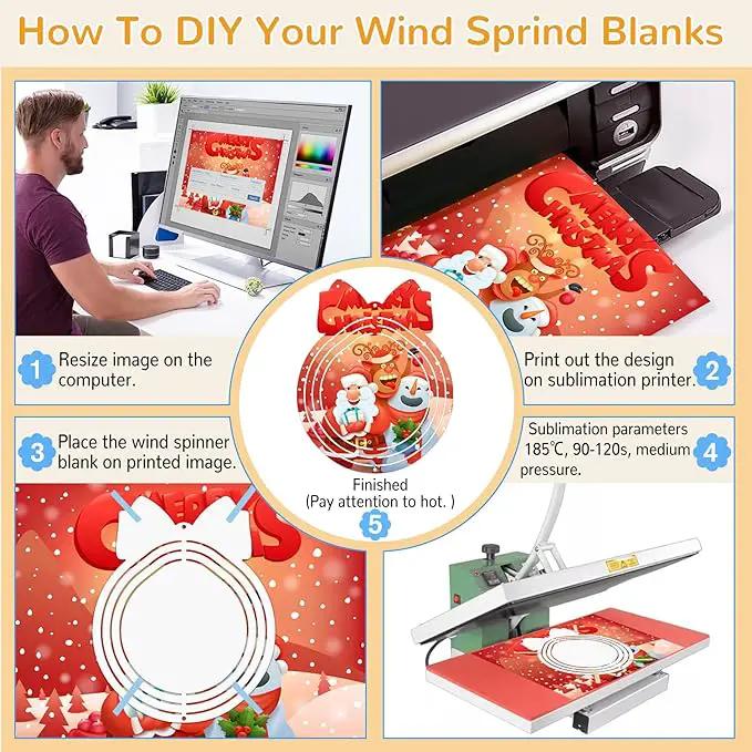Sublimation Wind Spinner Blanks, 6 Pack 10 Inch 3D Aluminum Metal Hanging Wind Spinner Bulk for Garden Yard Outdoor, Window Porch Decoration for Heat Press Transfer DIY by GreenHaven Gardens