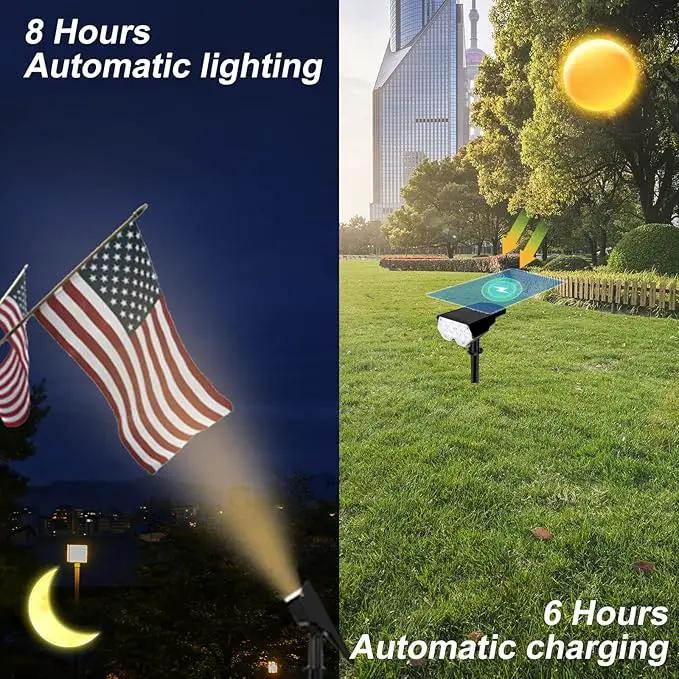 All-New Solar Spot Lights Outdoor Waterproof，20 LEDs Solar Flag Light with 2 Modes,Landscape Spotlights for Pathway, Patio, Garden, Trees ，Pool(2 Pack,Warm Light) by GreenHaven Gardens