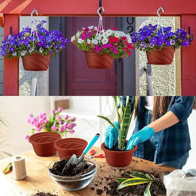 Tioncy 50 Pcs Plastic Hanging Planter Round Hanging Pot for Plants Containers with Hook Flower Plant Pots Holders for Outdoor Indoor Plant Balcony Garden Decor(Coffee) by GreenHaven Gardens