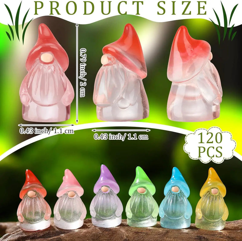 120 Pcs Mini Resin Luminous Gnomes Bulk Tiny Fairy Resin Statues Glow in The Dark Small Gnomes Miniature Figurines for Landscape Outdoor Patio Yard Lawn Plant Pots Fairy Decor (Classic) by GreenHaven Gardens