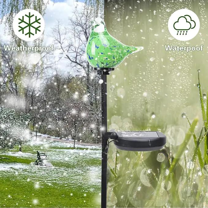 Afirst Solar Outdoor Lights Decorative Hummingbird Garden Stake Handblown Glass Stakes Outdoors Waterproof for Garden Pathway Decoration 2 Packs by GreenHaven Gardens