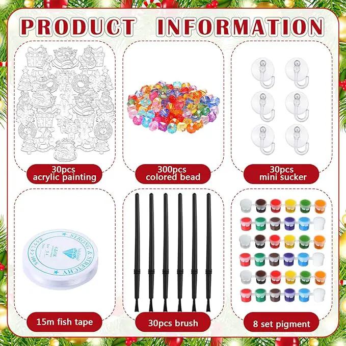 30 Sets Suncatchers Window Art Kits, DIY Sun Catchers Bulk Crafts Paint Your Own Window Ornaments for Boys Girls Classroom Home Party Birthday Activity Decor(Christmas Style) by GreenHaven Gardens