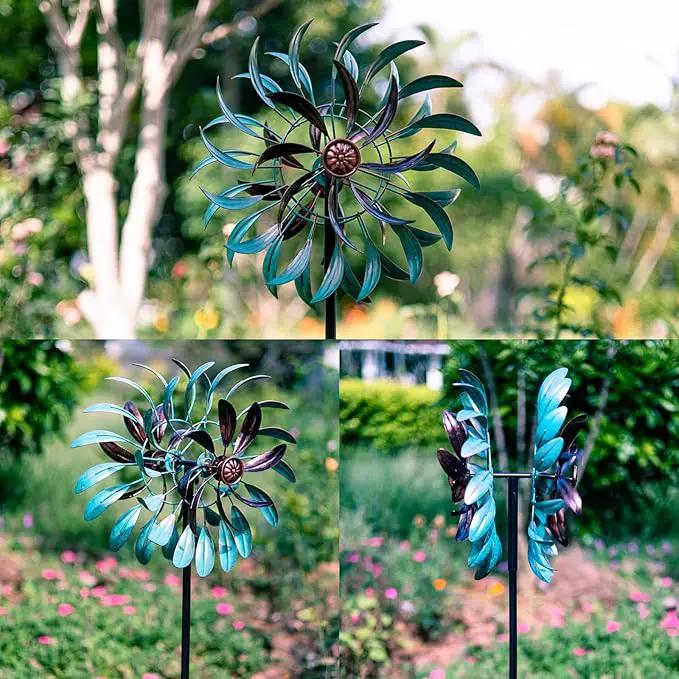 Stargarden Metal Wind Spinner,Two-Way Wind Sculptures,360 Degrees Kinetic Wind Spinners for Yard and Garden by GreenHaven Gardens