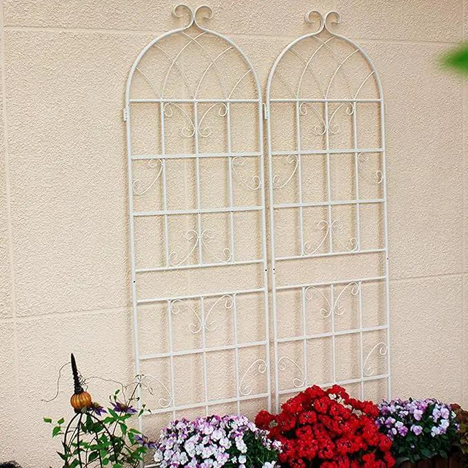 4 Pack Metal Garden Trellis 71" Fence Rustproof Garden Trellis for Climbing Plants Support Roses Flower Outdoor Lawn, Cream White by GreenHaven Gardens