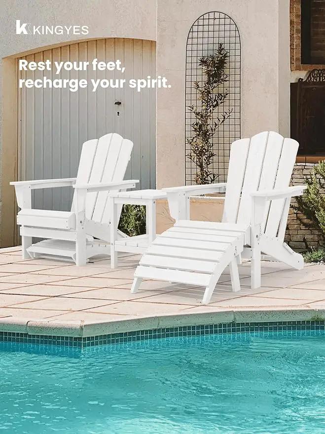 KINGYES Folding Adirondack Ottoman for Adirondack Chair, White by GreenHaven Gardens