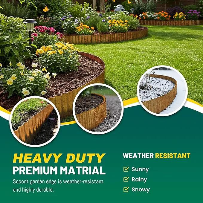 Corrugated Metal Garden Edging, 6"×20Ft Durable Landscape Border for Garden, Lawn, Flower Beds and Paver Edging (Rusty) by GreenHaven Gardens