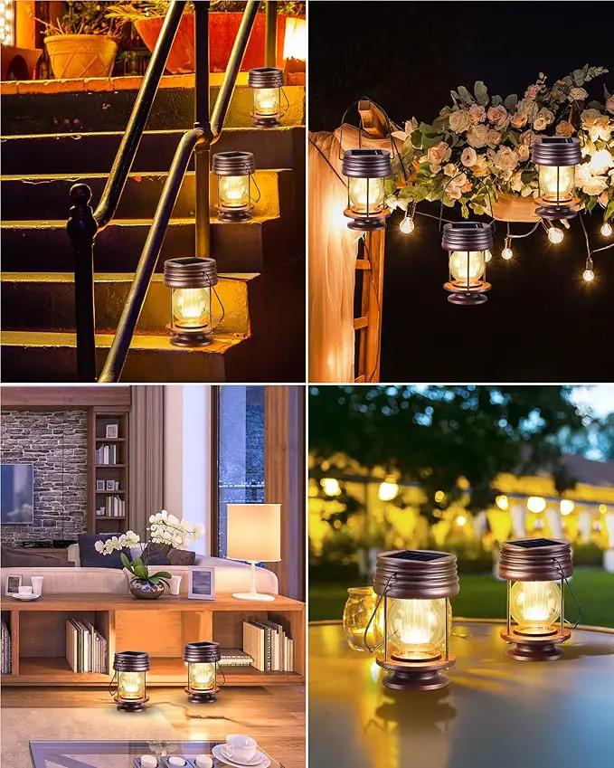4 Pack Hanging Solar Lanterns Waterproof Lights Powered Led Decorative Landscape Light Table Lamp with Design for Patio, Garden, Yard, and Pathway Decor, Warm by GreenHaven Gardens