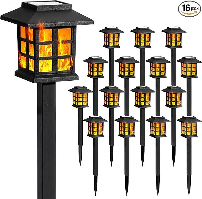 GIGALUMI Solar Lights for Outside,16 Pack Flickering Flame LED Solar Outdoor Lights, Waterproof Solar Garden Lights Maintain 10 Hours of Lighting for Christmas, Garden, Landscape, Path, Yard, Patio by GreenHaven Gardens