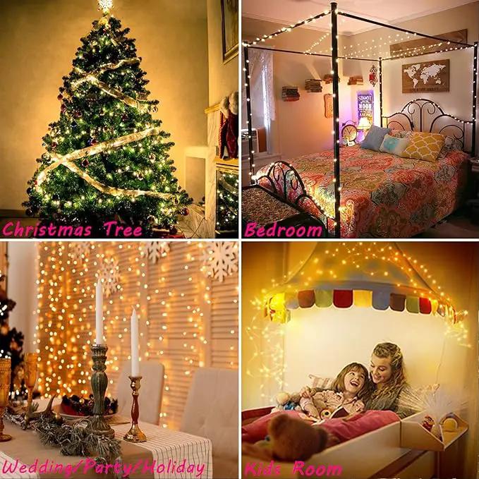 RUICHEN Warm White Dimmable Fairy Lights Plug in, 99 Ft 300 LED Twinkle String Lights with Remote, Waterproof Silver Wire Firefly Lights for Bedroom, Patio, Yard, Christmas, Wedding, Party by GreenHaven Gardens