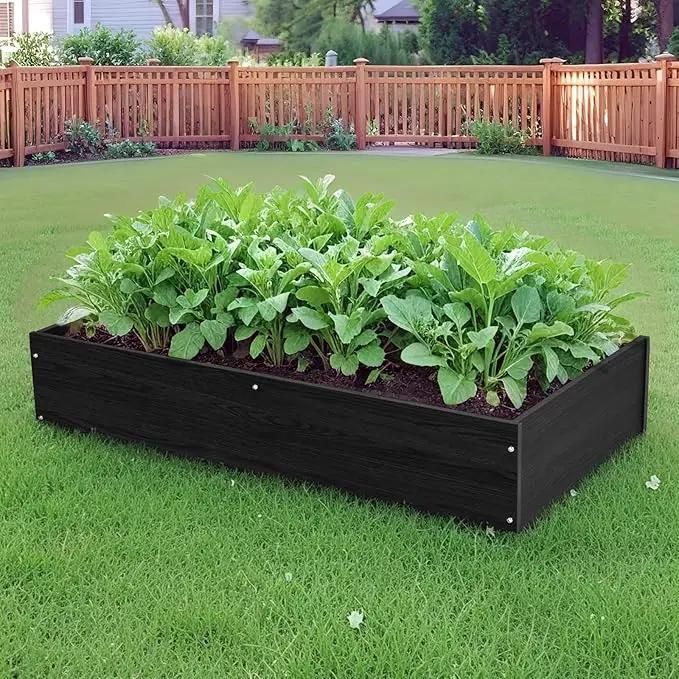 Raised Garden Bed 47.24 * 24.4 * 9.65 in,HDPE Vegetable Planter Bed Outdoor,Elevated Horticulture Planter Bed,Waterproof,Rot-Resistant and Non-Cracking Above Ground Garden Bed(Black) by GreenHaven Gardens
