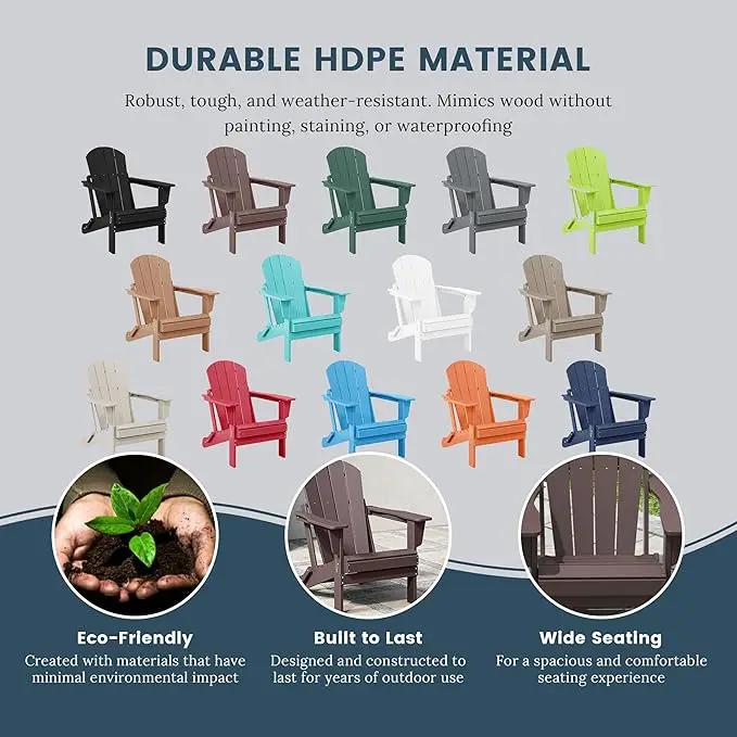 Westin Outdoors Laguna WO Home Furniture Adirondack Chair 4 PC Set Classic Outdoor Patio Folding Chair for Bon Fire Pit Lawn Backyard Beach Plastic Weather-Resistant (Dark Brown) by GreenHaven Gardens