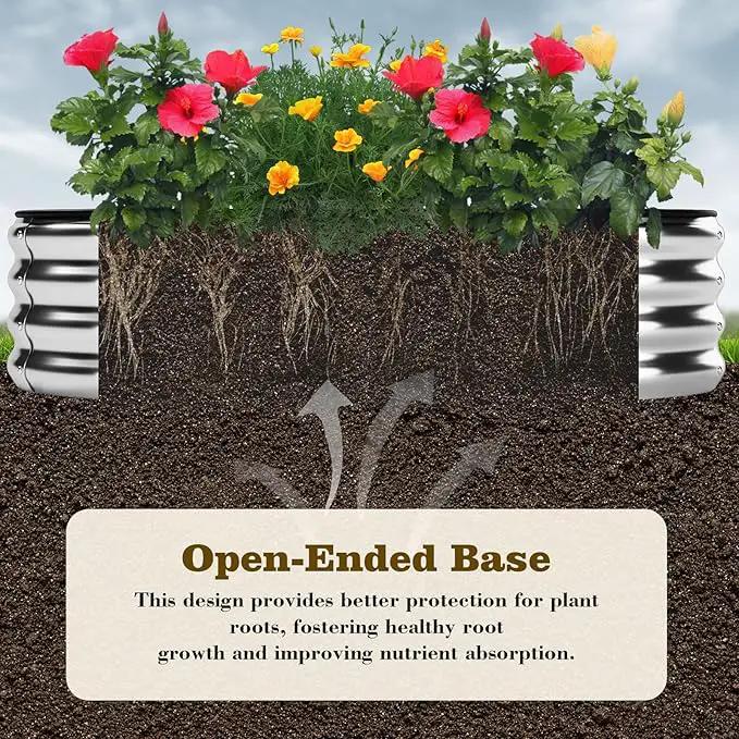 Galvanized Metal Planter Round Raised Garden Bed Kit for Gardening Outdoor Grow Garden Box Raised Flower Bed Galvanized Planter Outdoor 2PC 2x2x1FT by GreenHaven Gardens