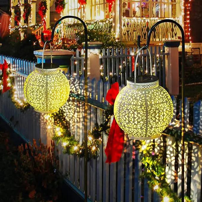 TAKE ME Solar Lanterns Lights Outdoor Waterproof Garden Laterns Metal Retro Lights for Mothers Day Gifts Mom Wife Grandma Birthday Gifts (White Set of 2) by GreenHaven Gardens