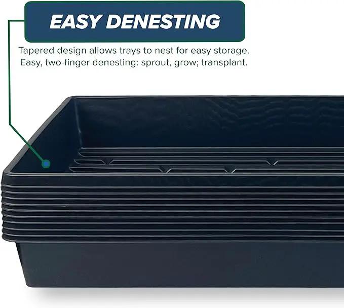 10 Plant Growing Trays (No Drain Holes) - 20" x 10" - Perfect Garden Seed Starter Grow Trays: for Seedlings, Indoor Gardening, Growing Microgreens, Wheatgrass & More - Soil or Hydroponic by GreenHaven Gardens