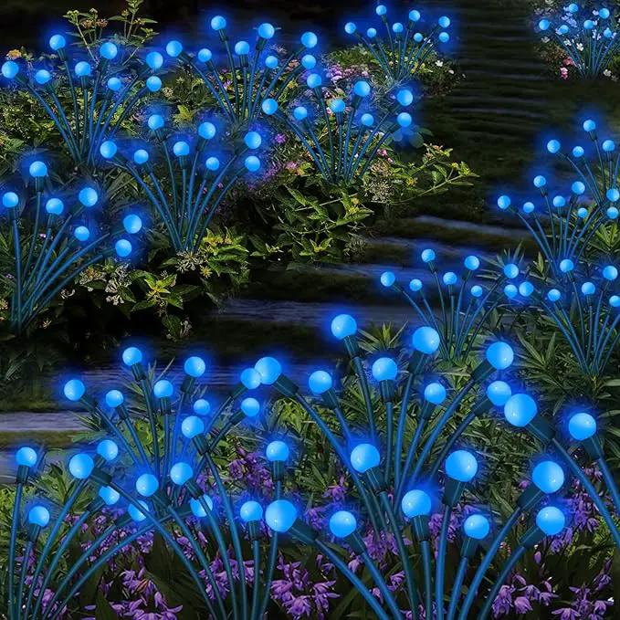 4 Pack 40 LED Solar Firefly Lights,2 Pack Multicolor+2 Pack Blue by GreenHaven Gardens