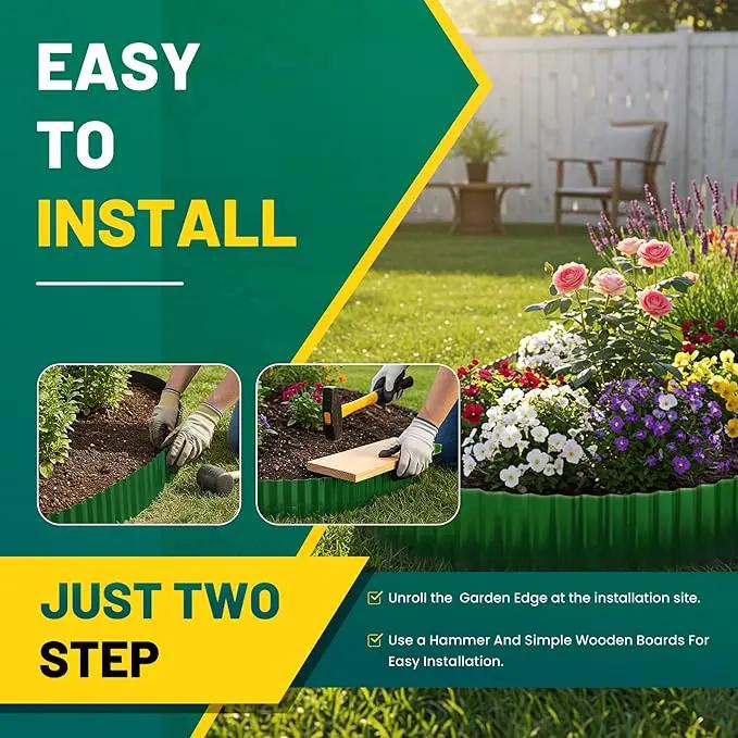 Corrugated Metal Garden Edging, 6"×40Ft Durable Landscape Border for Garden, Lawn, Flower Beds and Paver Edging (Green) by GreenHaven Gardens
