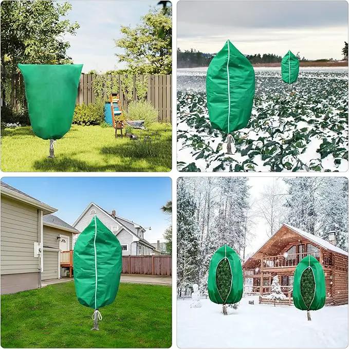 Plant Covers Freeze Protection – 2 Pack 95"x95" Extra Large Frost Blankets for Outdoor Plants, 2.4oz Heavy-Duty Tree Covers with Zipper & Drawstring – Reusable Winter Plant Freeze Cloth by GreenHaven Gardens