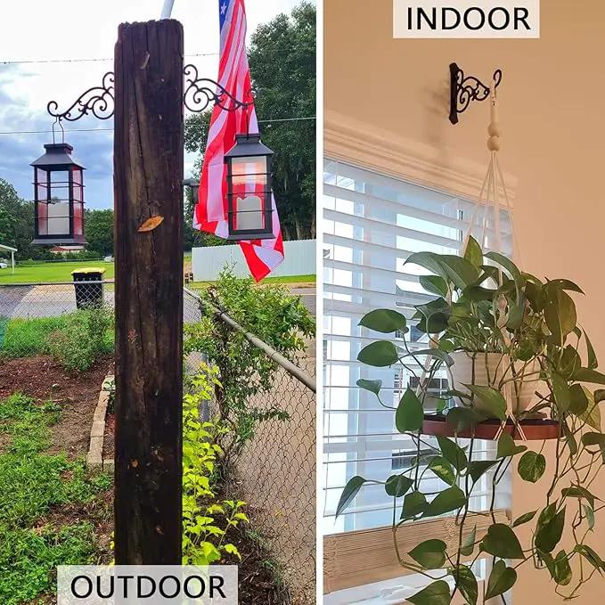 11-Inch Outdoor Decorative Metal Wall Hook for Hanging Lantern Plant Bird Feeder, Black by GreenHaven Gardens