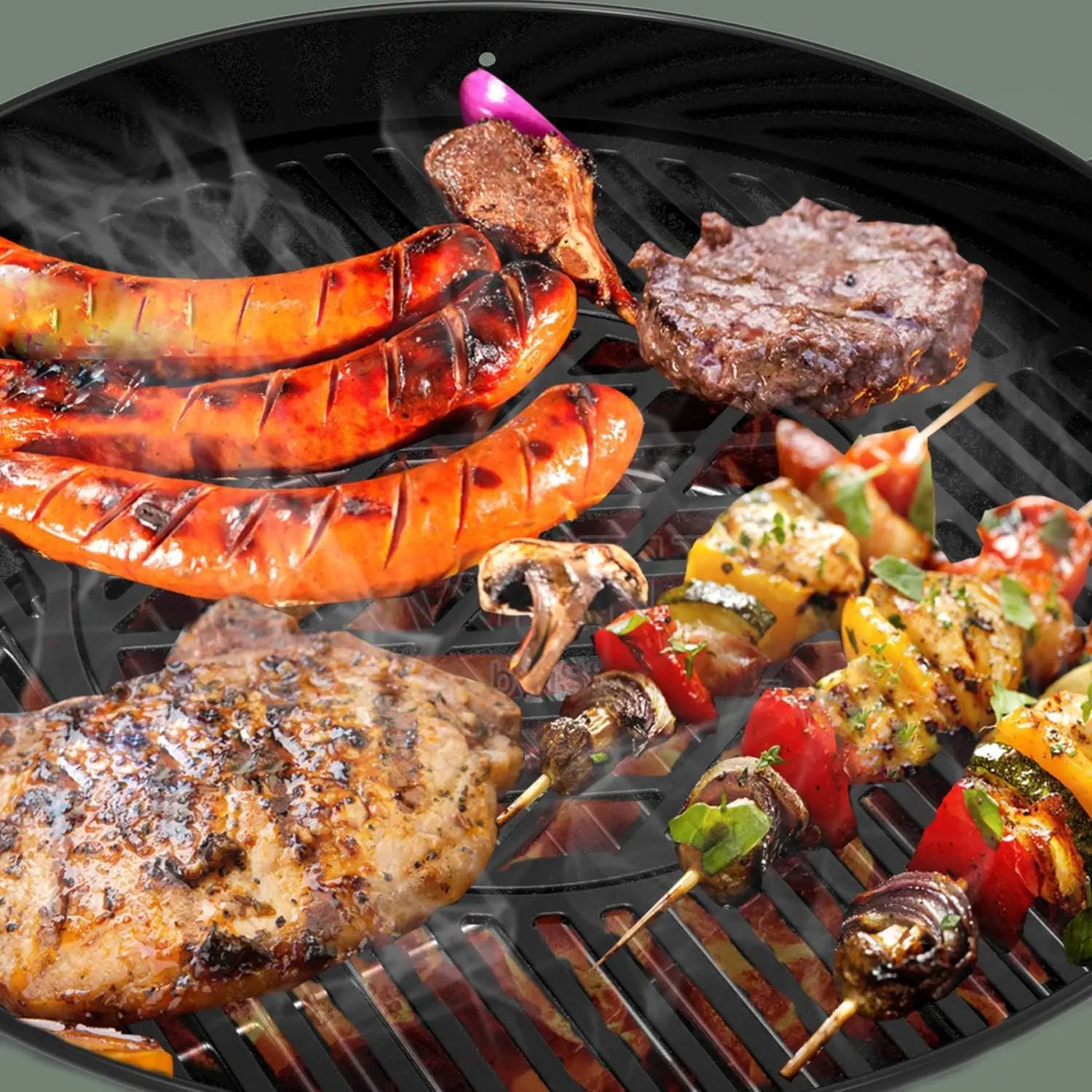 onlyfire Cast Iron Grill Grate Replacement Gourmet BBQ System for Weber 22inch Kettle Charcoal Grills by GreenHaven Gardens
