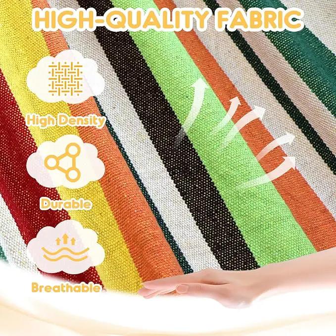 ANYOO Cotton Hammock Portable Camping Hammocks for Hanging Sturdy Garden Comfortable Fabric Hammock with Tree Straps Up to 660lbs with Travel Bag for Camping Outdoor/Indoor Patio Backyard by GreenHaven Gardens