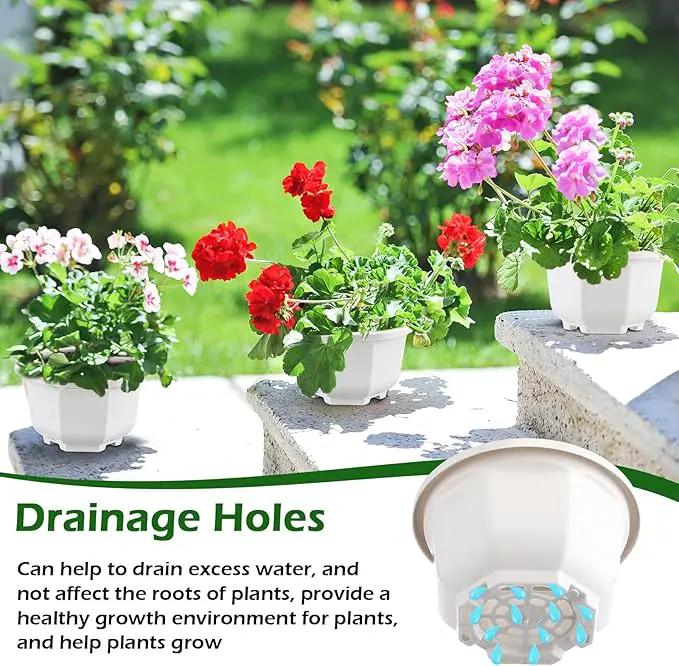 Roshtia 24 Pcs Hanging Plastic Planter Pot with Hook Flower Pots Baskets Hanging Nursery Planter Holder for Outdoor Indoor Plant Garden (Ceramic White,5 Inch) by GreenHaven Gardens