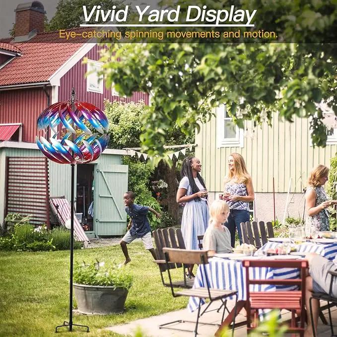 Yard Garden Wind Spinners - Large Outdoor Metal Wind Spinners Sculptures, Yard Art Lawn Garden Decor (19" W x 84" H) by GreenHaven Gardens
