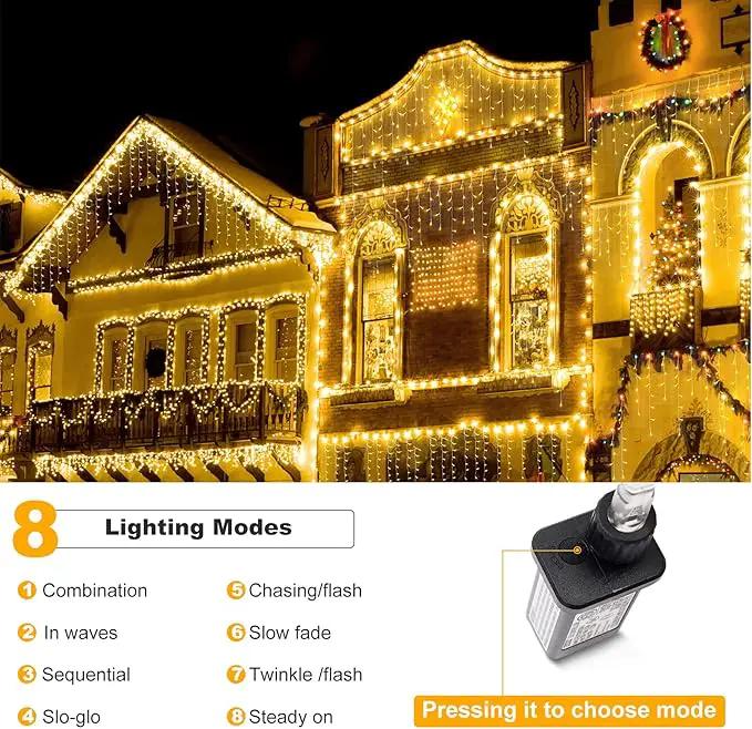 DDMY Christmas Lights Outdoor Decorations 416 LEDs 34 FT 8 Modes Curtain String Light with 78 Drops, Waterproof Clear Wire LED Light for Christmas Party Decor, House, Garden, Yard Decoration by GreenHaven Gardens