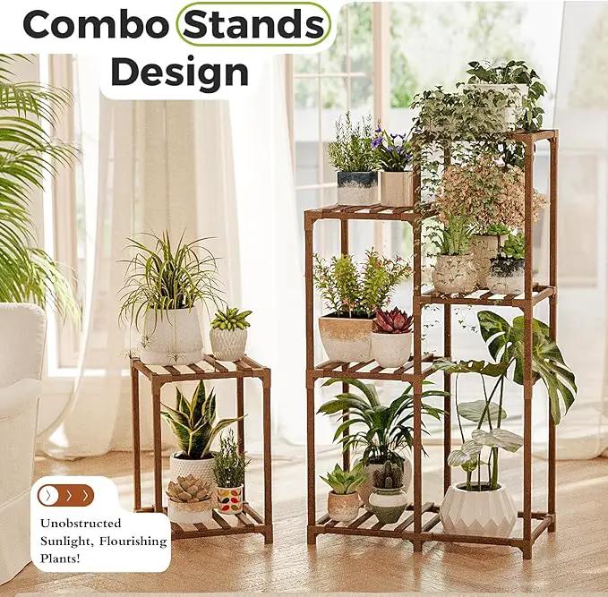 Bamworld Plant Stand Indoor Corner Plant Shelf Wood Plant Holder for Multiple Plants Tall Flower Stands Plants Table Rack Garden Patio Lawn Window 03H by GreenHaven Gardens