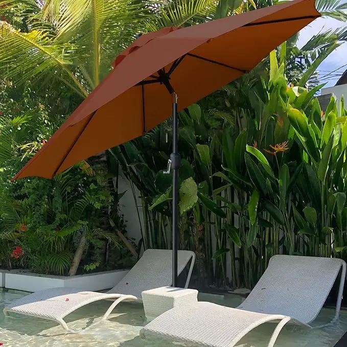 Sunnyglade 9' Patio Umbrella Outdoor Table Umbrella with 8 Sturdy Ribs（Brown） by GreenHaven Gardens