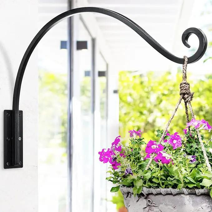 Qiang Ni Heavy-Duty Plant Hanger Outdoor: Hanging Plant Hook for Outside Basket - 22-Inch Wall Mount Plant Bracket for Bird Feeder… by GreenHaven Gardens