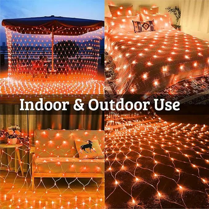 Christmas Net Lights Outdoor - 360 LED Orange Net Lights Waterproof with Remote, 12x5 ft Extendable 8 Modes for Bushes, Gazebo, Lawn, Garden, Shrubs, Tree, Backyard Decorations by GreenHaven Gardens